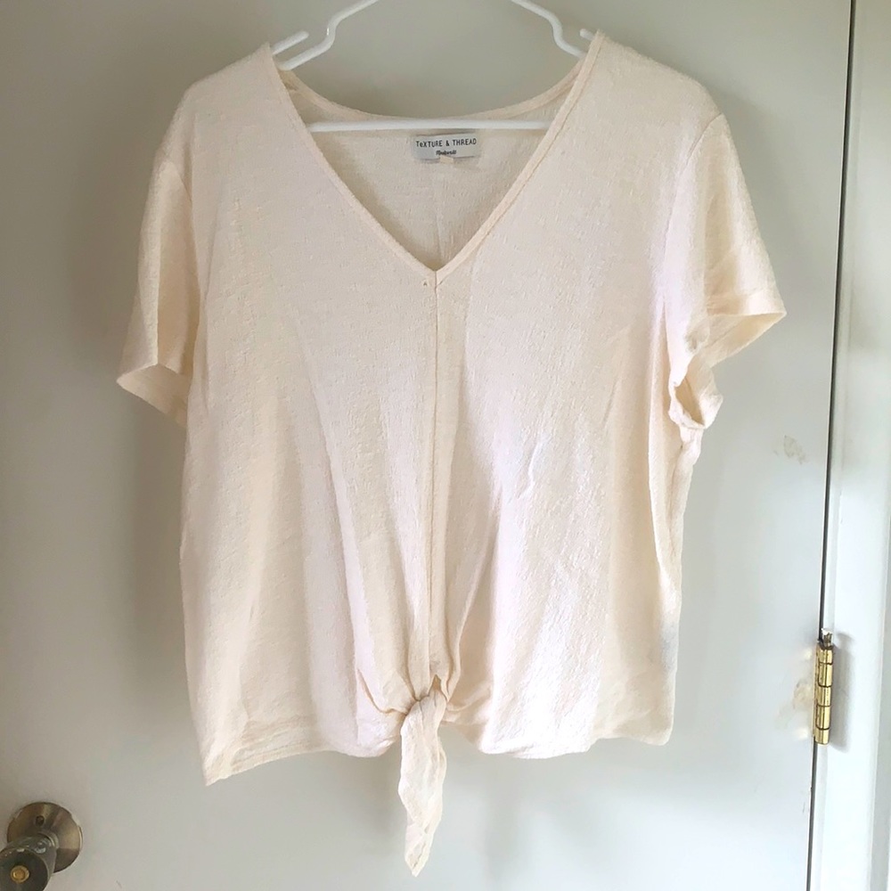 Madewell Texture and Thread XL tie front textured tshirt